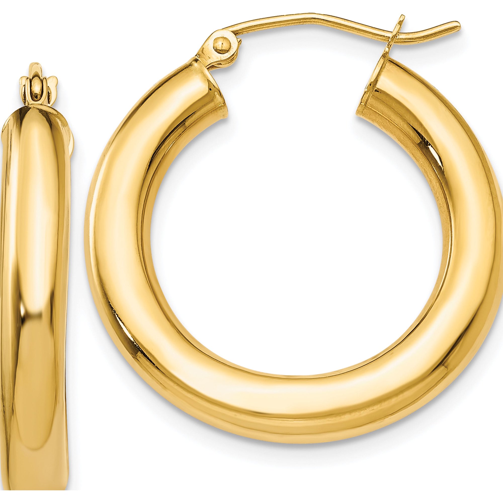 Jewelry by Sweet Pea 10K Yellow Gold Polished 4mm Lightweight Tube Hoop Earrings