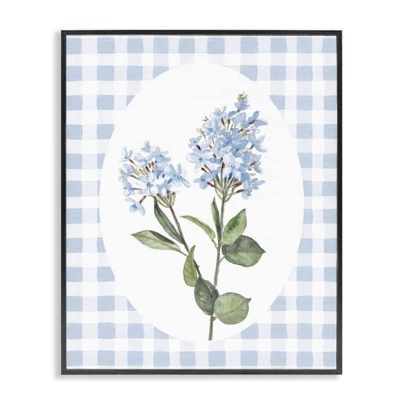 Stupell Industries Blue Checkered Blooms Black Framed Giclee Art, design by Lanie Loreth
