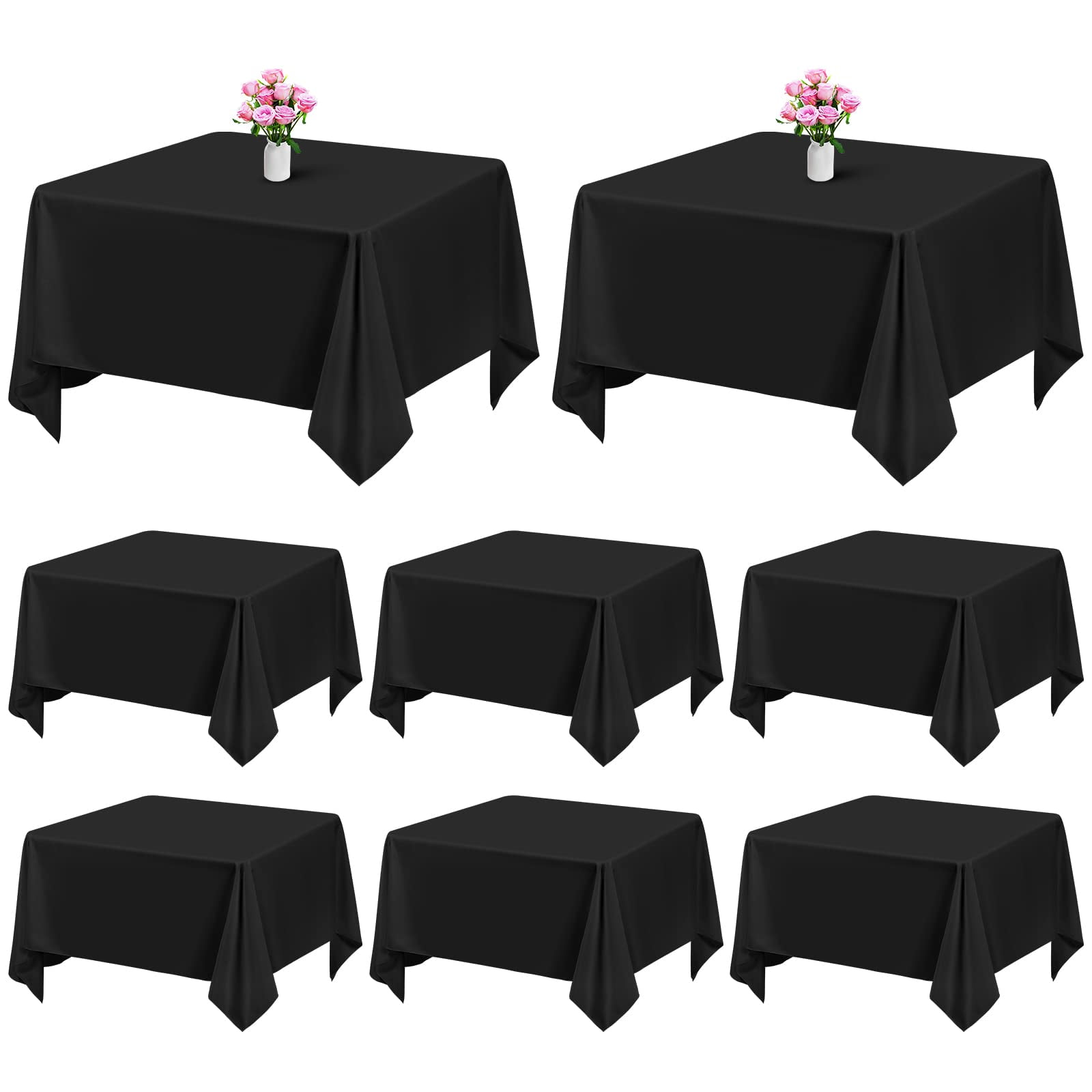 8 Pack Black Square Tablecloth 52 x 52 Inch Square Table Cloth,Wrinkle