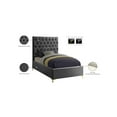 thumbnail image 2 of Meridian Furniture Cruz Solid Wood Tufted Velvet Twin Bed in Gray, 2 of 5