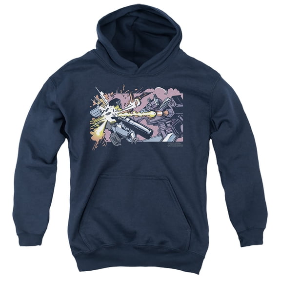 Transformers 40th Anniversary Megatron vs Shockwave Youth Kids Boy/Girls Pull-Over Hoodie, Navy, Small