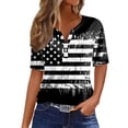 thumbnail image 3 of YLHFASHION Hauts pour Femmes Mode Manches 3/4 Col Rond Chemises Décontractées Tendance Blouses Imprimées T-Shirts à devant Plissé Liquidation Ventes Aujourd'hui Aubaines Prime T-shirt à Manches Courtes pour Femme, 3 of 5