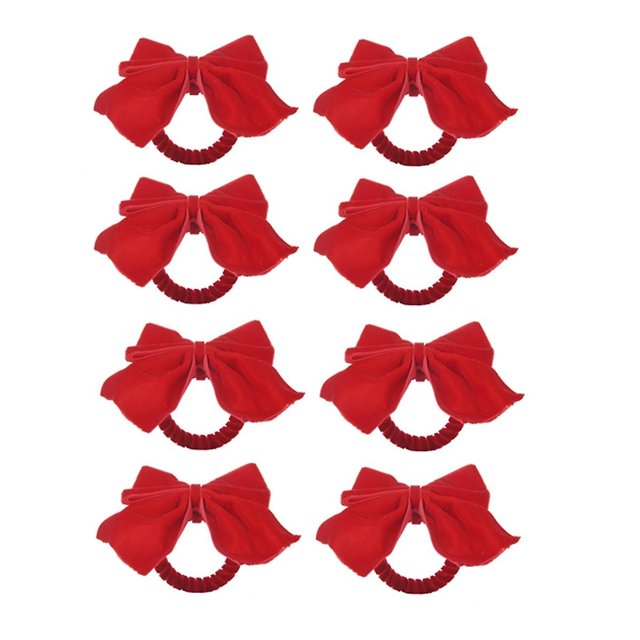 8 anillos servilleteros de Lazo Rojo, lazo de terciopelo, servilletero navideño, hebilla, decoración de mesa para cena de fiesta navideña
