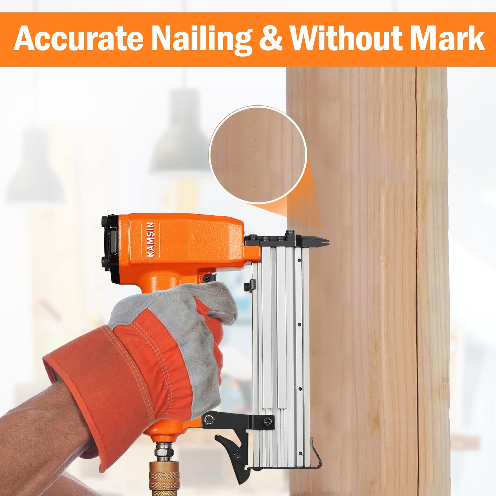 KAMSIN P630 Pneumatic 23 Gauge Pin Nailer Accepts 3/8" to 1-3/16" Pin Nails, Micro Pinner Gun for Assembly and Woodworking Projects
