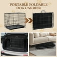 thumbnail image 4 of ZephyPaws Dog Crate Pet Cage Kennel Metal Wire Double-Door Folding Pet Animal Pet Cage with Plastic Tray and Handle for Small Dogs Travel Training, 24 inches, 4 of 11
