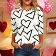 thumbnail image 1 of Xuyuer Women's Casual 3/4 Sleeve T-Shirts Round Neck Cute Tunic Tops Basic Tees Blouses Business Work Tee Top Summer Tunic Tops Dressy T-Shirts Pleated Shirts Fit Pullover Tshirts, 1 of 8