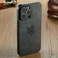 thumbnail image 2 of Retro Maple Leaf Faux Leather Phone Case for iPhone 15/14/13/12/11 Pro/Max/Plus, Shockproof (6.6 Feet Drop Protection), Full Camera Lens Cover, Luxury Slim Anti-Slip Business Style Protective Cover, 2 of 5