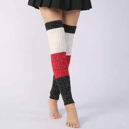 

1 Pair Leg Warmers Stripe Lengthen Women Stripe Knitted Thicken Boot Cuffs for Yoga