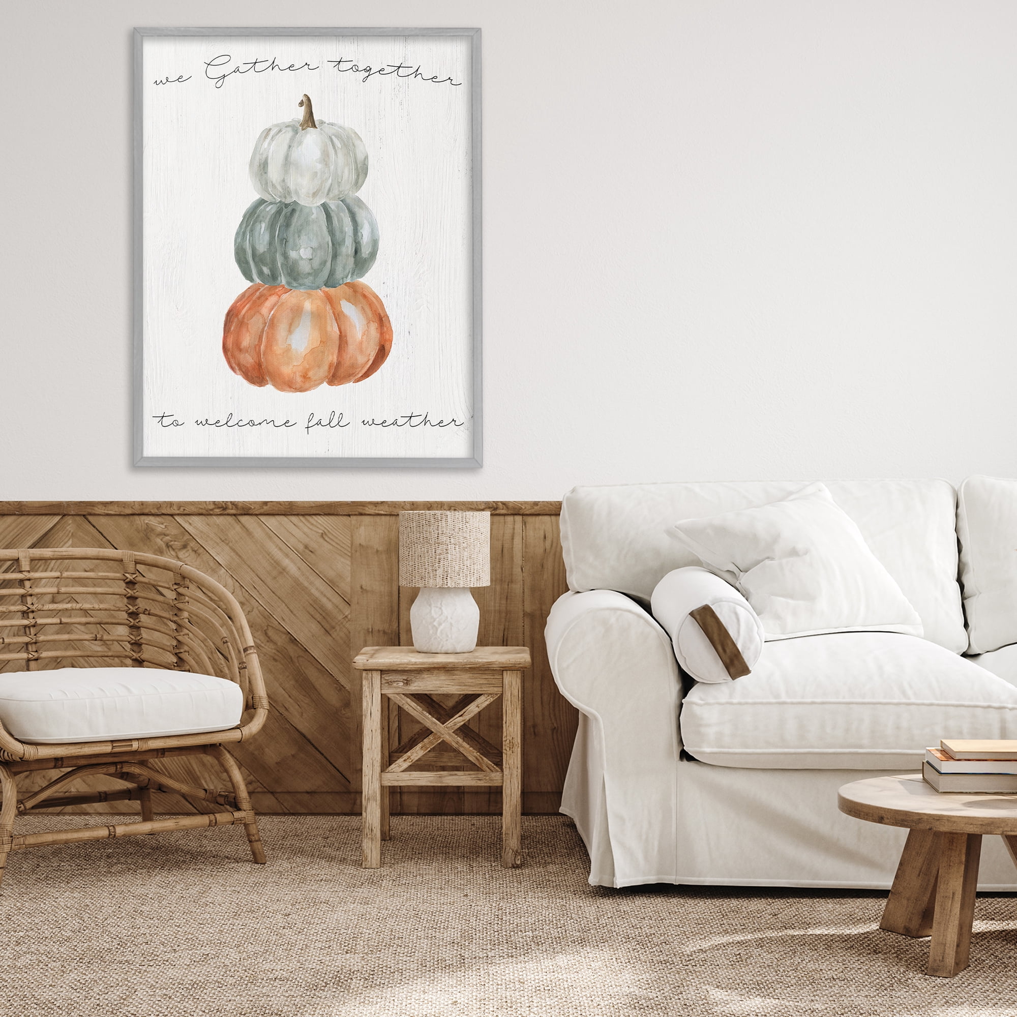 Stupell Industries Gather Together Fall Weather Gray Framed Giclee Art, design by Livi Finn
