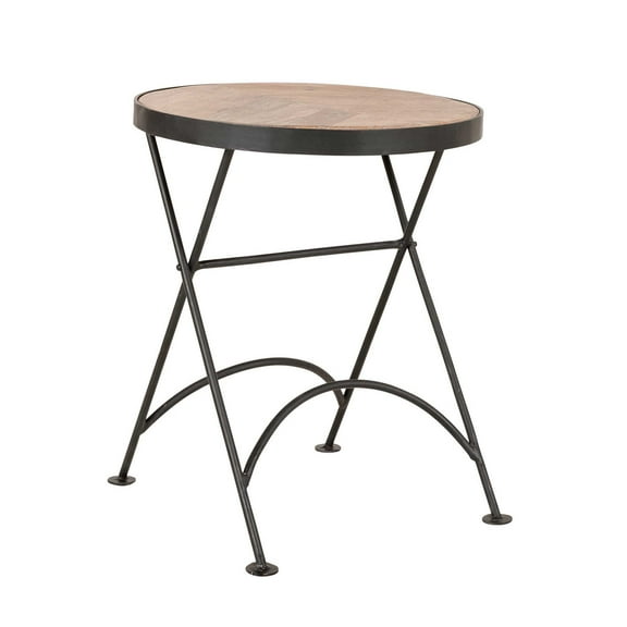 Nadine Round Folding Side Table, Sand and Black