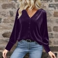 thumbnail image 3 of Womens Button Down Elegant Shirts Velvet Long Sleeve Blouses Solid Spring 2026 Tops Causal V-Neck Basic Loose Tunics Business Outfits Party Clothing, 3 of 6