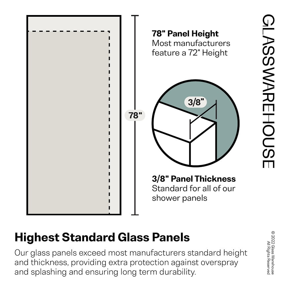 Halo 51 in x 58 in Glass Bathtub Shower Door - Glass Hinge