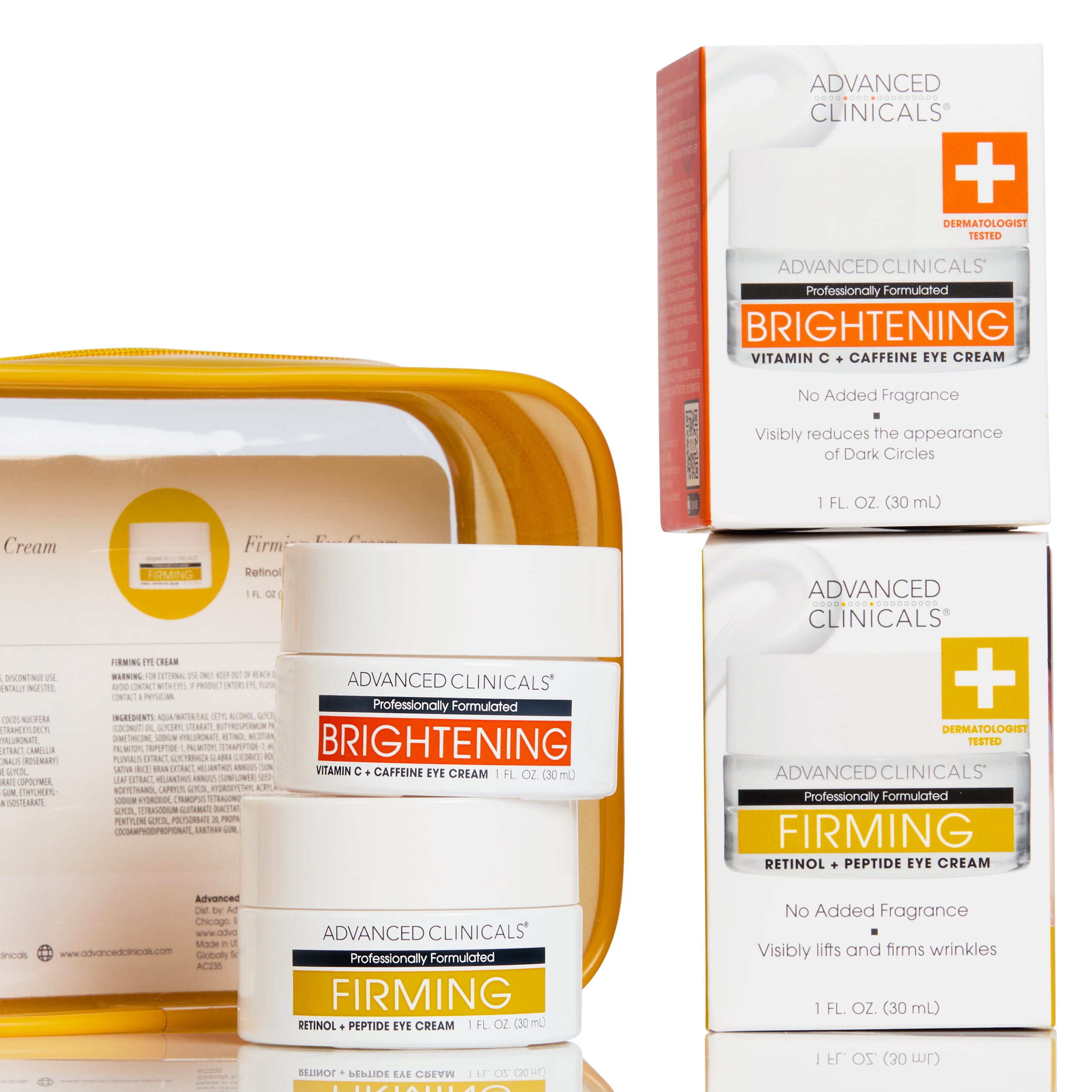 Advanced Clinicals Retinol Eye Cream + Vitamin C Under Eye Cream 2pc Skin Care Set | Visible Anti Aging Under Eyes Face Moisturizer Helps Improve Appearance Of Dark Circles, Puffy Eyes, & Puffiness