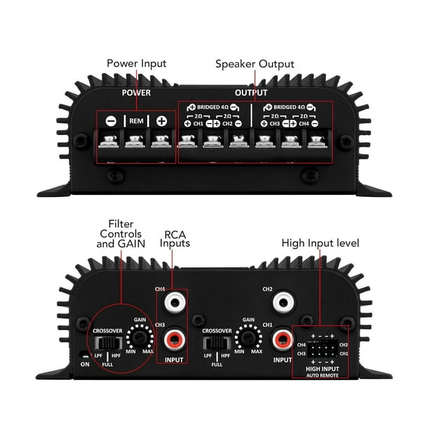 Taramps TS 400x4 Black with Automatic High Level Input 400