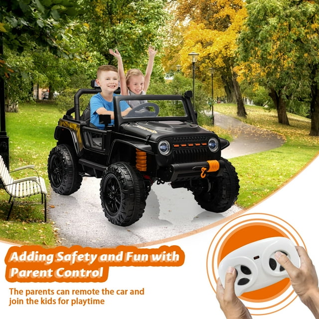 AKDSteel 24v 2-Seater Ride On Car For Kids, Electric Truck With Remote Control, 4x45w Motors, Switchable 4wd/2wd, Led Headlights, And Music Player For Fun Rides