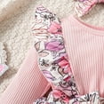 thumbnail image 5 of Odeerbi Infant Boys Girls Long Sleeve Rib Knit Romper Fall Winter Ruffle Floral Jumpsuit Children's Solid Color Knitted Color Block Bodysuit Onesie Infant Clothes Pink, 5 of 9