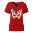 thumbnail image 5 of Craaazy Mardi Gras Shirts for Women Short Sleeve Casual Carnival Printed V-neck T-shirts Gifts, 5 of 6