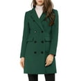 thumbnail image 1 of Abrigo de invierno para mujer INSPIRE CHIC, con solapa muesca, doble botonadura, trench coat, color verde M, 1 of 7