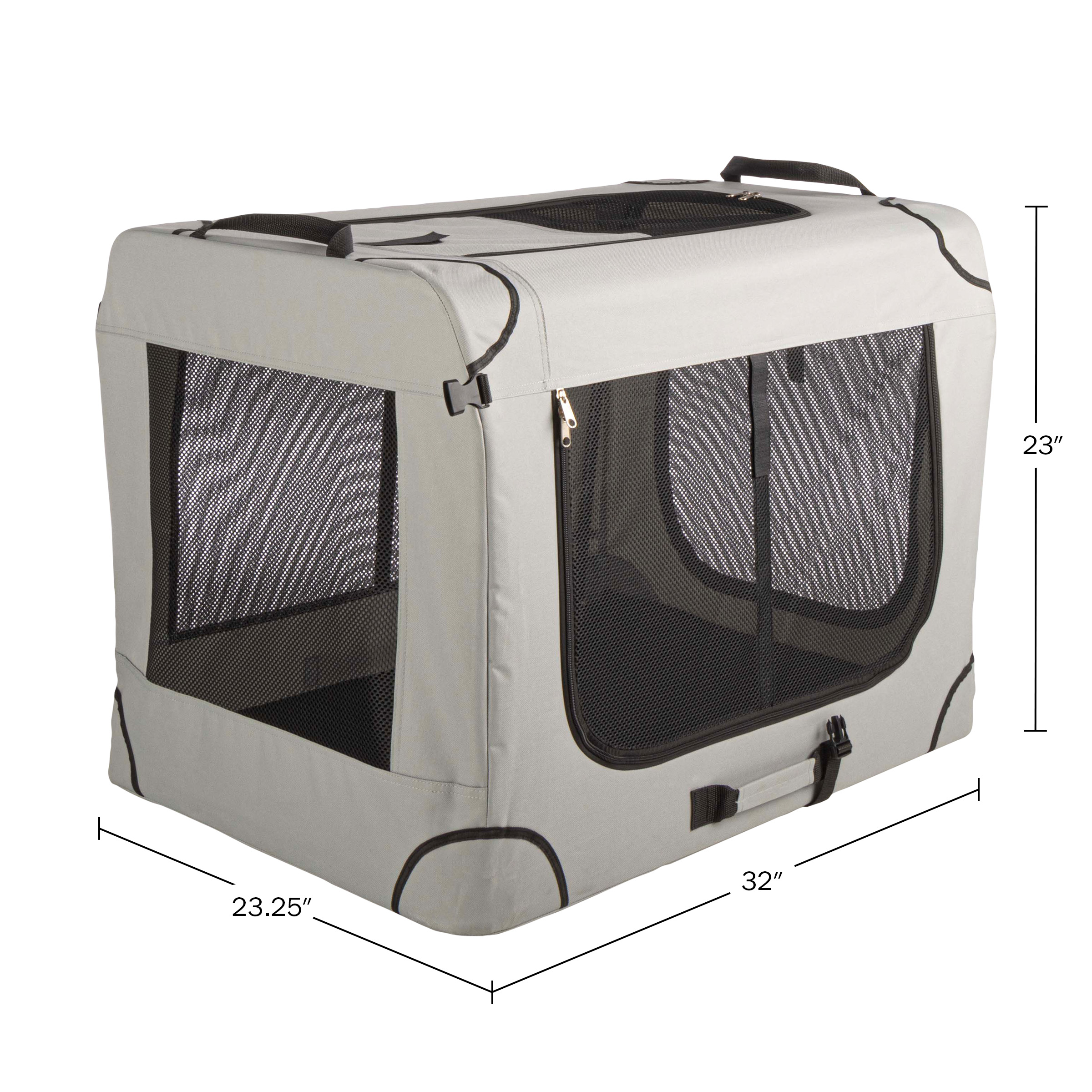 PETMAKER Soft Dog Crate with Divider Panel - Collapsible Dog Crate for Medium Dogs (Gray)