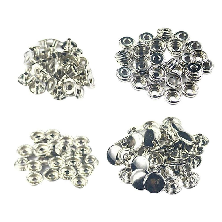 DYNWAVE 50Pcs/Set Metal Snap Buttons Double Metal Rivets Snap Fasteners No Sewing Press Studs for DIY Leather Art and Craft Decoration - , 15mm, Size