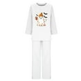 thumbnail image 4 of QIUOMBBP 2 Piece Sets for Women Halloween Ghost Print Casual Sweatsuit Sets Long Sleeve Shirts and Wide Leg Lounge Pants Fall Winter Clothes, White, M, 4 of 5