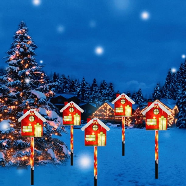 Luces navideñas solares para exteriores | Decoración navideña con forma de árbol de Navidad clásico y luz LED cálida | Encendido y apagado automático con energía solar