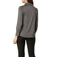 thumbnail image 3 of INSPIRE CHIC Women's Button Up Shirts Puff Long Sleeves Vintage Satin Wear-to-Work Blouse XS Grey, 3 of 6