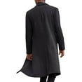 thumbnail image 5 of YYDGH Men's Trench Coat Wool Blend Slim Fit Top Coat Single Breasted Business Overcoat Fall Thermal Long Sleeve Tops Black 3XL, 5 of 8