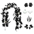 thumbnail image 4 of Halloween Black Maple Leaf Decor, Realistic Artificial Leaf Garland, Gothic Hanging Foliage Accent, Door Mantel Wall Party Display, Spooky Seasonal Holiday Decoration, 4 of 9