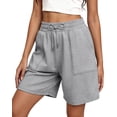 thumbnail image 2 of MOSHU Womens Cotton Shorts Drawstring Waist Sweat Shorts for Women Summer Casual Shorts with Pockets, 2 of 10