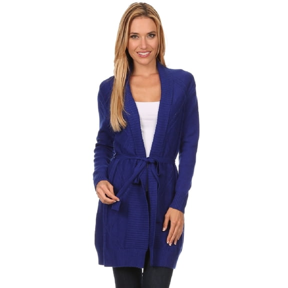 Women Solid Knit Long Open Cardigan Sweater