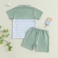 thumbnail image 4 of WRKEKC Boys Summer Casual Outfits Striped Lapel Short Sleeve T Shirt Shorts Casual Soft Daily Summer Cotton 2-5 Years, 4 of 5