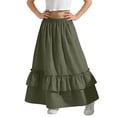 thumbnail image 4 of HBGVBA Girl's Ruffle Long Skirts,Casual Flowy Skirs for Summer,Kids Solid High Waist with Pockets Elastic Waist Long Ruffle Hem A-Line Skirt, 4 of 5