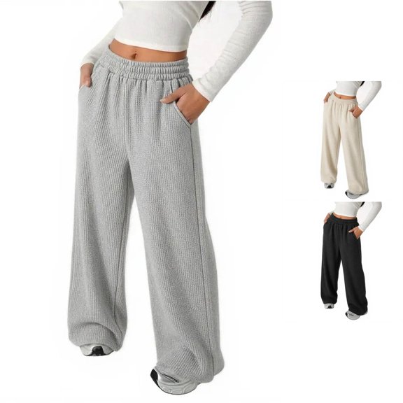 Rhuody Toddler Girl'S Pants Empire Waist Jogger Trousers Solid Color Straight Leg Sweatpants Simple Bottoms 4-5 Years Grey