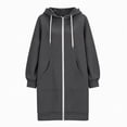 thumbnail image 6 of Oversize Winter Coats for Women, Women's Fashion Large Size Solid Color Zipper Hooded Plus Velvet Thickened Long Sleeve Jacket Dark Gray M, 6 of 6