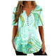 thumbnail image 2 of ICHUANYI Clearance Womens Summer Tops V Neck T Shirts Printed Tops Button Loose Casual Tshirts(Green, M) ICHUANYI WER2023081108671, 2 of 5