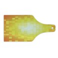 thumbnail image 2 of Yellow Cutting Board, Mosaic Retro Square Shapes and Patterns Pixels Rays Contemporary Graphic Design, Tempered Glass Cutting and Serving Board, Wine Bottle Shape, Orange Yellow, by Ambesonne, 2 of 5