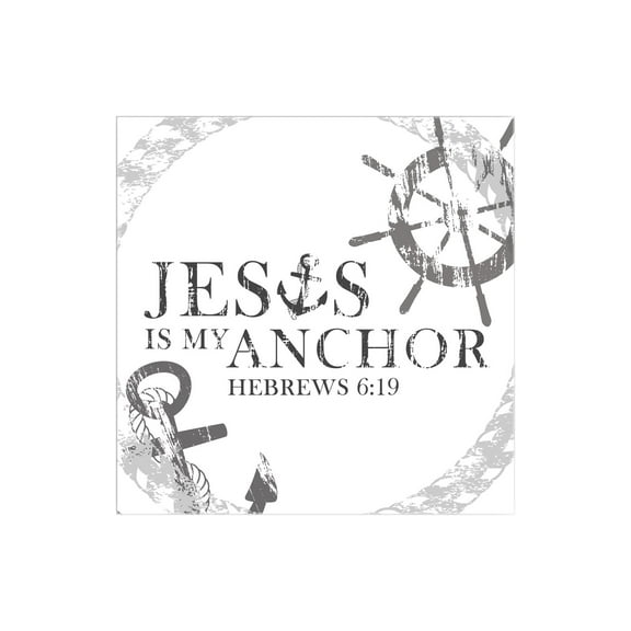 He Is My Anchor White Nautical Rope 12 x 12 Wood Wall Sign Plaque