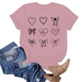 thumbnail image 5 of TTUHYWXI Valentines Shirt for Women Romantic Love Heart Bow T-Shirts Valentine Day Lover Tee Tops Comfy Short Sleeve Shirts (Pink, L), 5 of 6
