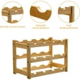 thumbnail image 4 of Bamboo Wine Rack, Sturdy and Durable Wine Storage Cabinet Shelf, Wine Racks Countertop for Pantry,Kitchen,3-Tier 12 Bottles Wine Rack Natural, 4 of 13