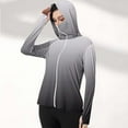 thumbnail image 2 of Htigea Women's Full Zip Sun Protection Hoodie Jacket Summer Packable UPF 50+ Face Mask Outdoor Hiking Long Sleeve Shirts with Thumb Holes Gray,S, 2 of 7