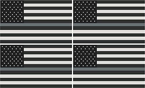 3pc Reverse Subdued US Flag Reflective Decal with Thin Blue Line Vinyl Sticker 