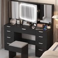 thumbnail image 1 of Ktaxon Large 47.24" Makeup Vanity Table Set with Hidden Storage, 9-Drawer Dressing Table, Bedroom Makeup Table, Black, 1 of 12