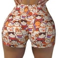 thumbnail image 2 of Haiem Maneki-Neko Cats No Front Seam Biker Shorts for Women Yoga Workout Gym Bike Shorts with Tummy Control Moisture-Wicking-Large, 2 of 9