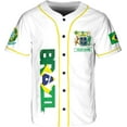 thumbnail image 2 of Mostprints Personalized Brazil Baseball Jersey Shirt 3D Brasil Brazilian Flag Bandera Bandeira Jersey Soccer for Men Women (453) (2XL), 2 of 3