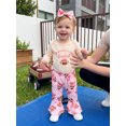 thumbnail image 4 of Baby Girls 3 Piece Outfits Adorable Letter Football Print Long Sleeve Round Neck Romper and Flared Pants Headband Set, 4 of 10
