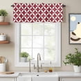 thumbnail image 2 of Abstract Art Valance Curtain Geometric Medieval Circular Modules Red Plaid Window Valances Rod Pocket Short Curtains Window Treatments for Kitchen Bedroom Bathroom Laundry 60" x 18", 2 of 9