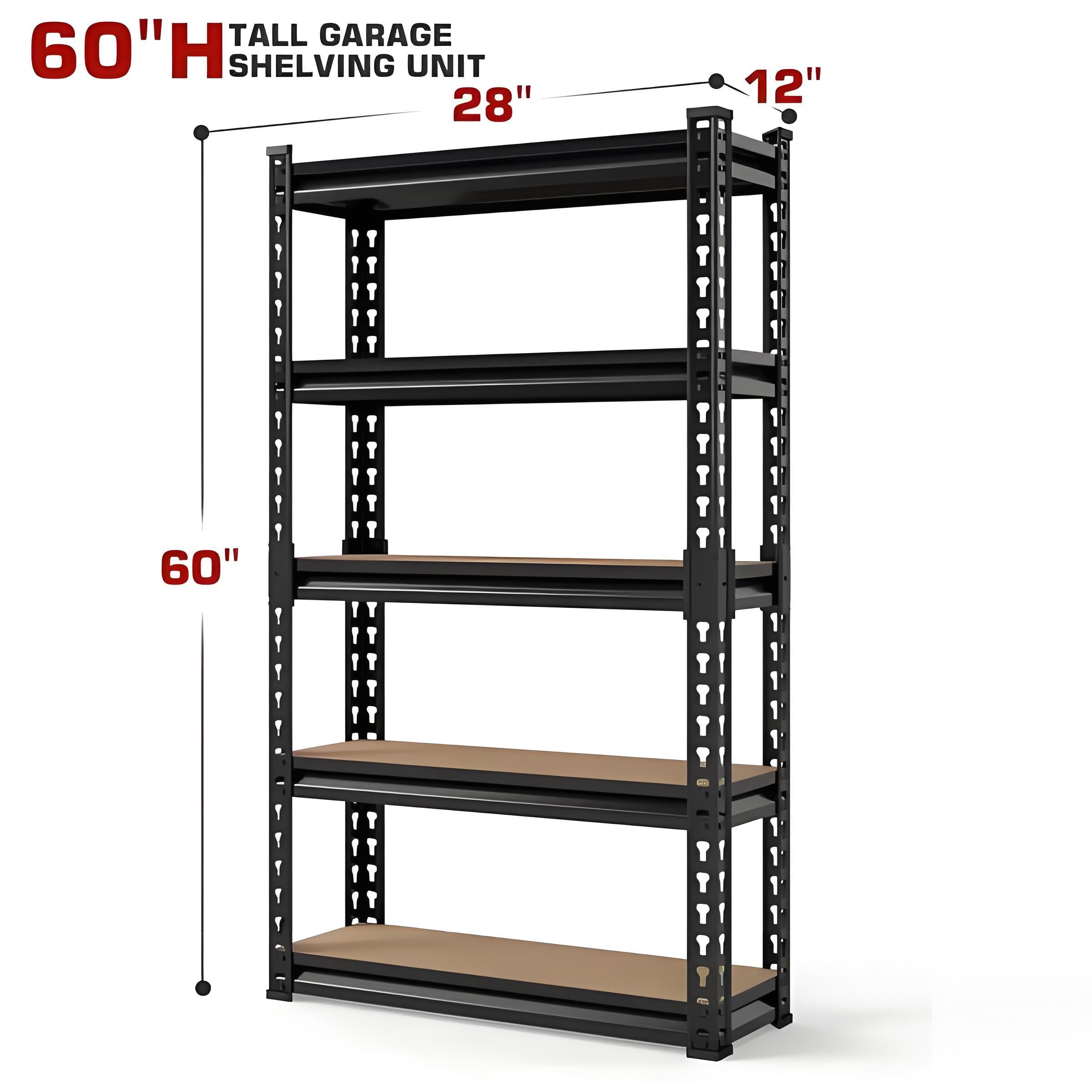 Howcool 5-Tier 60 Inch Height Adjustable Metal Shelving Unit, Heavy Duty Garage Storage Rack for Warehouse Basement