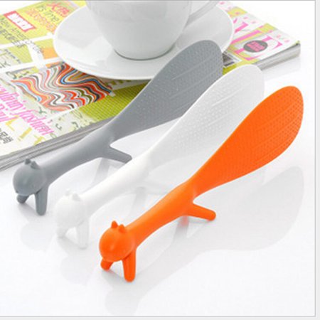 

JLSJ 3 Piece Creative Household Kitchen Tools Lovely Squirrel Shape Standing Spoon Non-stick Rice Spoon