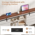 thumbnail image 4 of Wooden Twin Bed Frame with Bookcase Headboard and Sliding Barn Door, White, 4 of 9